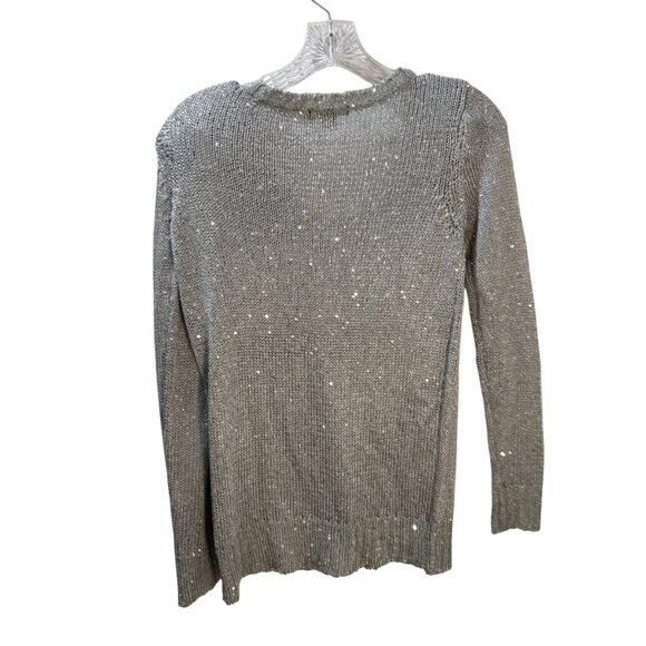 Metaphor Womens Silver Sequin Knit Sweater Size S - Picture 7 of 10